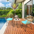 thumbnail image 3 of Patiojoy 3 Pieces Patio Furniture Set w/Tempered Glass Coffee Table Set for Garden and Backyard Turquoise Cushions, 3 of 10