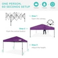 thumbnail image 3 of Best Choice Products 10x10ft Easy Setup Pop Up Canopy w/ 1-Button Setup, Wheeled Case, 4 Weight Bags - Amethyst Purple, 3 of 10