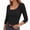 Black, variant on Women's Square Neck Top 3/4 Sleeve Ribbed Knit Slim Fit Basic Tee Casual Everyday Wear Versatile Pullover