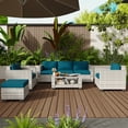 thumbnail image 7 of KIGOTY 7 Piece Outdoor Patio Furniture, Wicker Rattan Outdoor Conversation Set Sectional Sofas for Backyard, Garden, Gray-White Rattan-Peacock Blue, 7 of 7