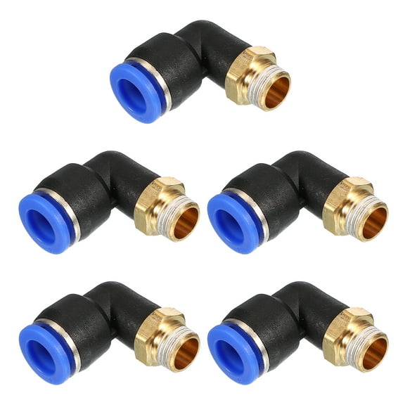 Uxcell 1/8" Push to Connect Fitting 5 Pack PT Male Thread 90 Degree Connect 8mm Tubing Elbow Adapter