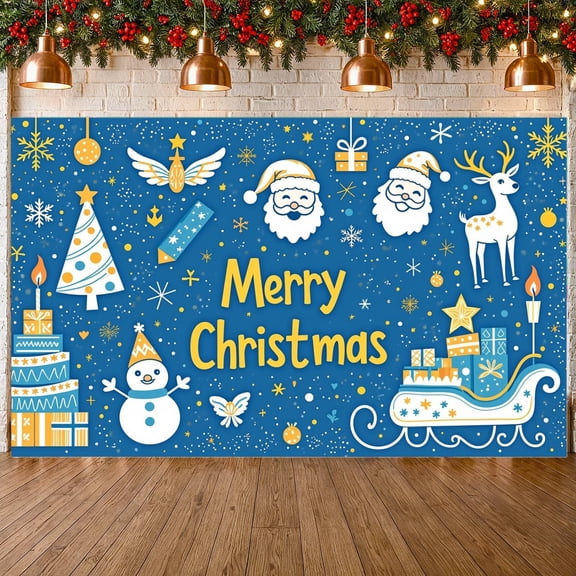 Festive Holiday Banner Merry Christmas Decoration Colorful Elements Winter Scene for Holiday Party Indoor Decoration Family Gathering