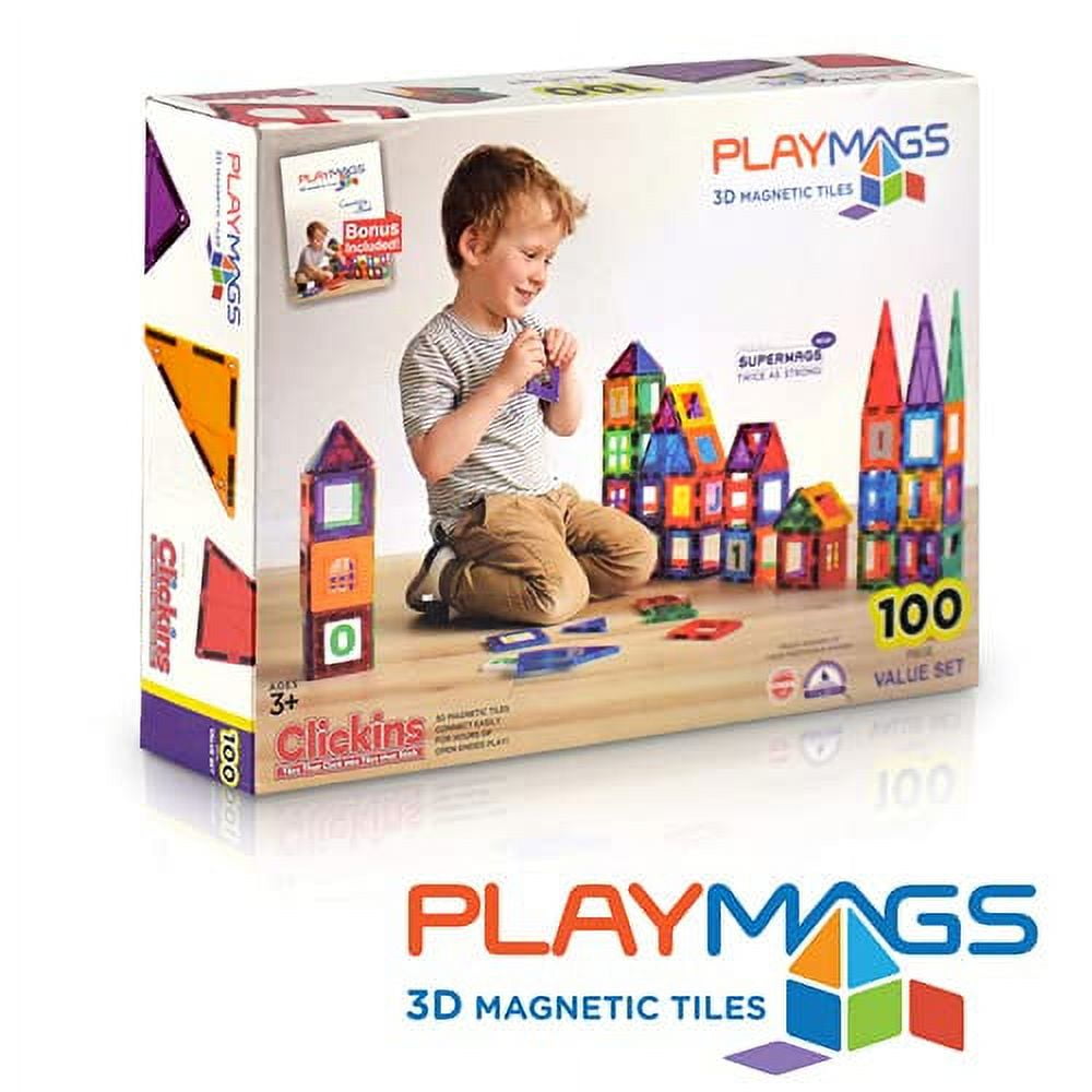 Playmags 28 Piece Magnetic Tiles Dome Set - Now with Stronger Magnets, STEM  Toys for Kids, Sturdy, Super Durable with Vivid Clear Color Tiles