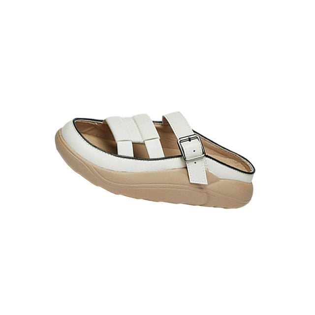 serony Sandales à Enfiler pour Femmes Imperméables Souples à Enfiler Sandales Plates Sandales de Sol Chaussures 35 Blanc