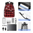 thumbnail image 4 of Disketp Red Buffalo Plaid Mochila Ligera Clásica con Múltiples Bolsillos, Mochila Casual para Hombre y Mujer, Ideal para Escuela, Trabajo y Viajes, 4 of 6