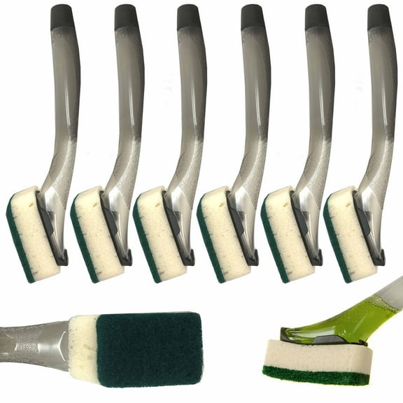 6 Pk Soap Dispensing Brush Kitchen Dish Cleaning Pot Scrubber Refill Sponge 10.5