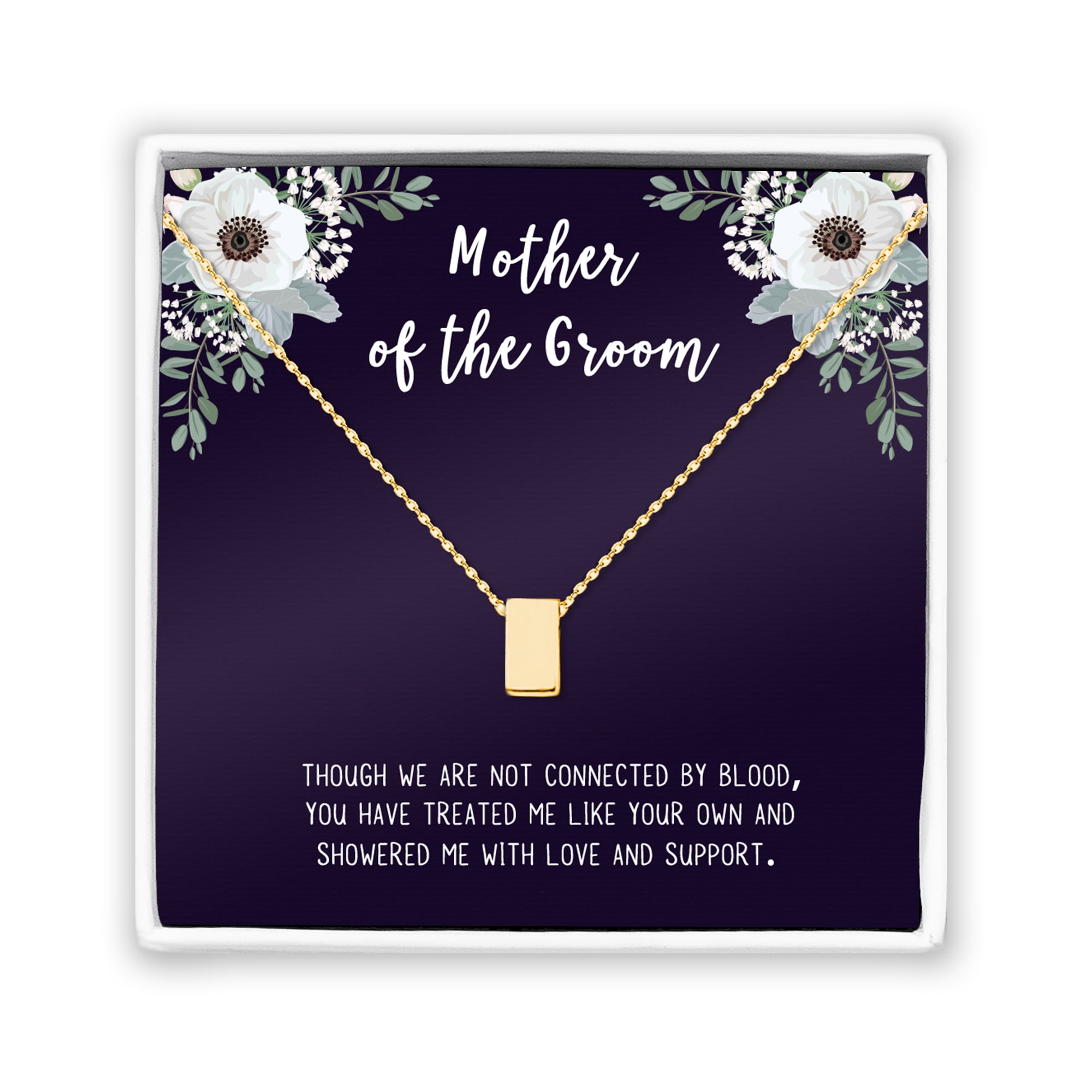 Gold Mother's Day Necklace for Mom, Mother of the Groom Gift, Wedding Day Gift, Wedding Gift for Mother of the Groom, Necklace and Card Jewelry Gift Box [Gold, No-Personalized Card]