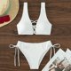 thumbnail image 2 of Gibobby Traje de Baño Sexy Bikini Nuevo Bikini de cuerpo dividido Color sólido Traje de baño sexy para mujer Traje de baño multicolor(Blanco,XL), 2 of 5