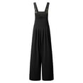thumbnail image 4 of GZWYHT Jumpsuits for Women Overalls for Women Casual Pocket Women Romper Strap Solid Playsuit Button Long Jumpsuit Women's Jumpsuit Rompers for Women Womens Rompers for Summer Black L, 4 of 8