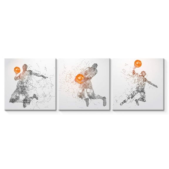 wall26 3 Panel Canvas Wall Art Play Basketball Pictures Home Wall Decorations for Bedroom Living Room Paintings Canvas Prints Framed - 24" 24" x3 Panels