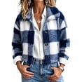 thumbnail image 6 of Maplenight Cropped Fleece Jacket Women Collared Plaid Button Down Winter Coat with Pockets Soft Warm Cozy Casual Work Office Jackets, 6 of 7