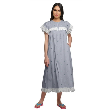 

Moomaya WoMen s Short Sleeve Nightdress For Ladies Printed Cotton Nightwear