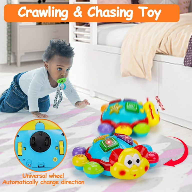 Baby Toys Infant Crawling Crab: Tummy Time Toy Gifts 3 4 5 6 7 8 9 10 11 12  Babies Boy Girl 3-6 6-12 Learning Crawl 9-12 12-18 Walking Toddler 36  Months Old Music Development Interactive Birthday Gift 