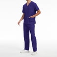 thumbnail image 6 of Homeyce Men's Scrubs Set V-Neck Top & Jogger Scrub Pants Nurses Working Uniforms with Pocket,Blue 2XL, 6 of 6