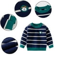 thumbnail image 4 of Paokuoon Toddler Boys Sweater Knit Pullover for Kids 2-7 Years Crew Neck Long Sleeve Striped for Fall Winter, 4 of 9