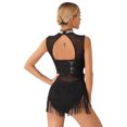 thumbnail image 4 of Aislor Women's Glitter Fringe Sequins Tassel Latin Jazz Dance Leotard Bodysuit Lyrical Dance Dress A Black XXL, 4 of 7