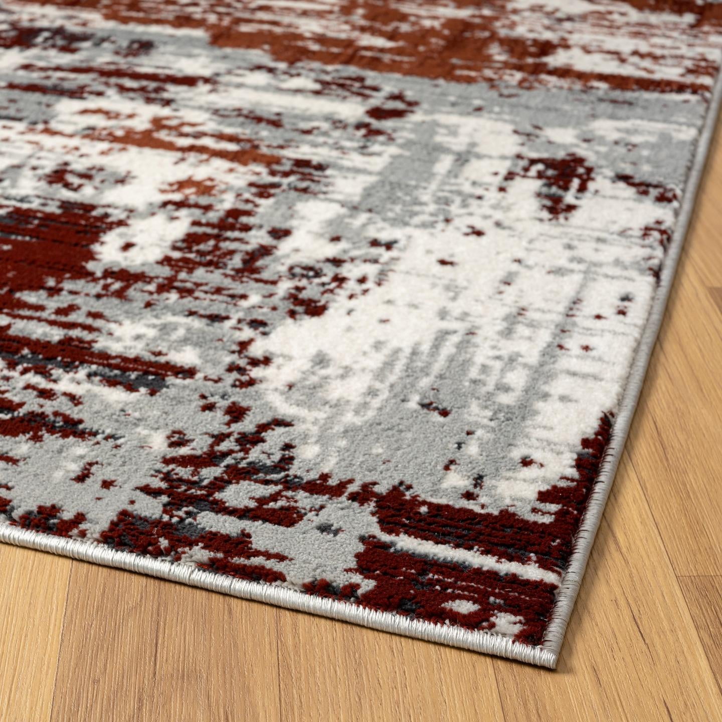Luxe Weavers Modern Abstract Distressed Red 8x10 Area Rug for Living Rooms and Bedrooms