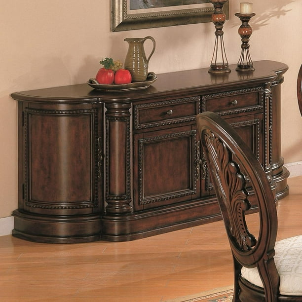 Traditional Style Wooden Dining Buffet Server, Dark Cherry Brown