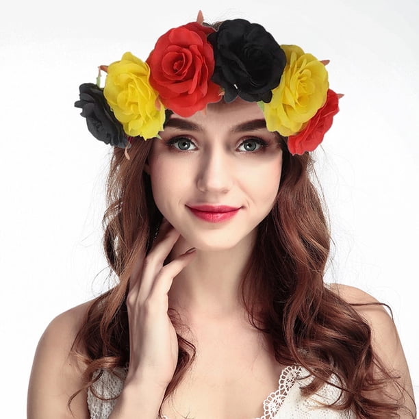 Pisexur Belleza Maquillaje Corona de flores alemana, accesorio para el cabello, diadema de flores, tocado para fiesta, carnavalpara mujeres y hombres