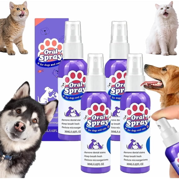 Pet Oral Spray Teeth Cleaning for Dogs and Cats, Natural Fresh Breath Care Solution, No Brushing Needed Oral Spray, Daily Pet Dental Hygiene Support for Fresh Breath