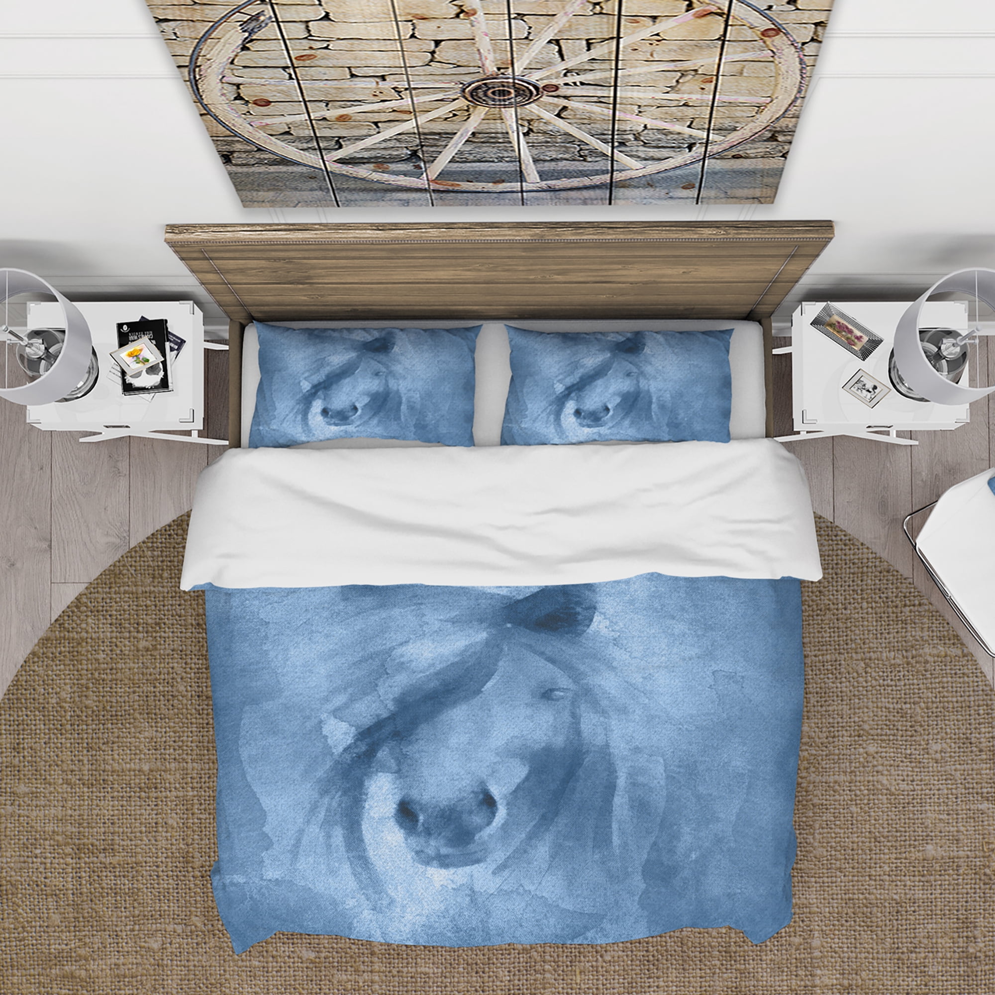 Designart 'Farmhouse Horse XI' Farmhouse Duvet Cover Set