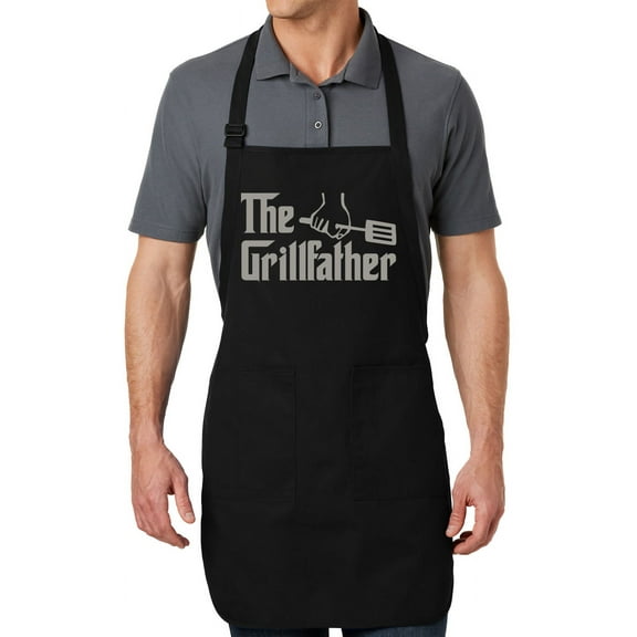 Men's The Grillfather Full-Length Apron with Pockets - Black
