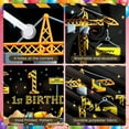 thumbnail image 4 of Yellow Style 1st Birthday Banner Construction Vehicles Construction Party Display Star Decorations Striped Elements Backdrop for 1st Birthday Party Construction Theme Party Kids Birthday Celebration, 4 of 5