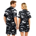 thumbnail image 5 of IYYVV Halloween Couple Matching Satin Pajamas Sets Short Sleeve Button Down Silk Pjs Casual Spooky Ghost Sleepwear 2 Pieces Loungewear Black S, 5 of 5