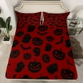 thumbnail image 2 of Manfei Halloween Pumpkin Bed Sheets Set Queen Size,Spooky Ghost Bat Bedding Sets Queen Size,Red Black Bed Sheets Queen,Lightweight Room Decoration,4 Pieces, 2 of 7