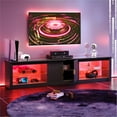 thumbnail image 6 of Bestier 80 inch TV Stand for TVs up to 85", High Gloss Entertainment Center with LED Lights & Storage Cabinet, Modern Fluted TV Console, Black, 6 of 8