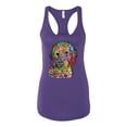 thumbnail image 3 of Dean Russo Sweet Poodle Dog Lover Ladies Racerback Tank Top, Purple Rush, Medium, 3 of 6