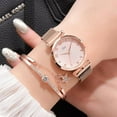 thumbnail image 5 of rygai 2Pcs/Set Women Watch Bracelet Kit Round Dial Numerals Pointer Shiny Accurate Decorative Gift Ladies Quartz Wristwatch Rhinestone Bangle for Daily Life,Rose Gold, 5 of 8
