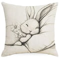 thumbnail image 1 of Easter Pillow Covers Linen Sleeping Bunny Sketch Decorative Throw Pillowcase 45X45Cm for Spring Home Decor, 1 of 8