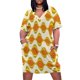thumbnail image 1 of Retro Psychedelic Wavy Pattern in Orange Yellow Olive Loose Pocket Dress Party dresses for women Women's summer skirt, 1 of 7