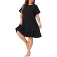 thumbnail image 2 of Agnes Orinda Women's Plus Size Denim Ruffle Summer Casual Short Sleeve Dress 4X Black, 2 of 6
