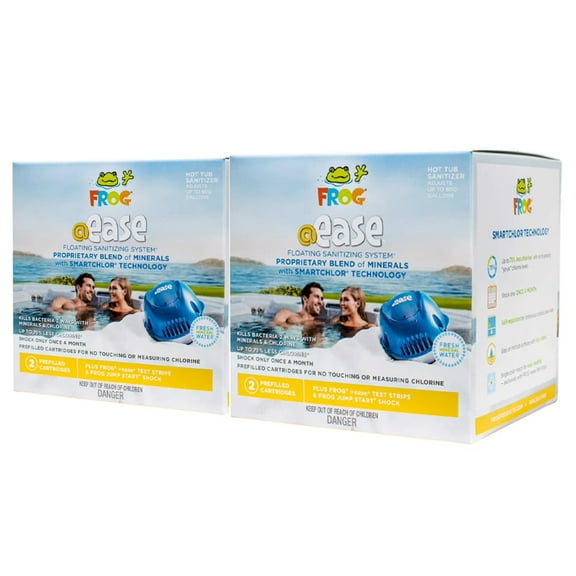 2 Pack - FROG @Ease Floating System for Hot Tubs - Quick & Easy Self-Regulating Hot Tub Sanitizer - Hot Tub Maintenance System with Sanitizing Minerals & SmartChlor Technology