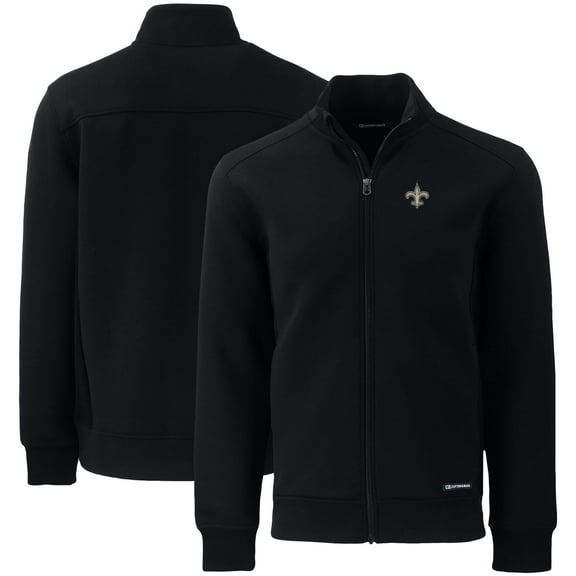 Men's Cutter & Buck Black New Orleans Saints  Roam Eco Recycled Full-Zip Jacket
