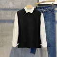thumbnail image 5 of Chaleco de cuello redondo de color sólido para hombre, ropa de negocios, chaleco de cuello redondo, suéteres de punto para hombres, sin mangas, liso, holgado, elegante X, 5 of 5