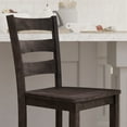 thumbnail image 6 of Emma + Oliver Set of 2 Classic Wood Bar Height Dining Stool in Gray Wash with Walnut Finished Seat and Ladderback Design, 6 of 12