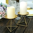 thumbnail image 5 of Efavormart 2 Pack | 5" Gold Metal Triangle Base Pillar Candle Holder Stands, Geometric Candle Centerpieces, 5 of 11