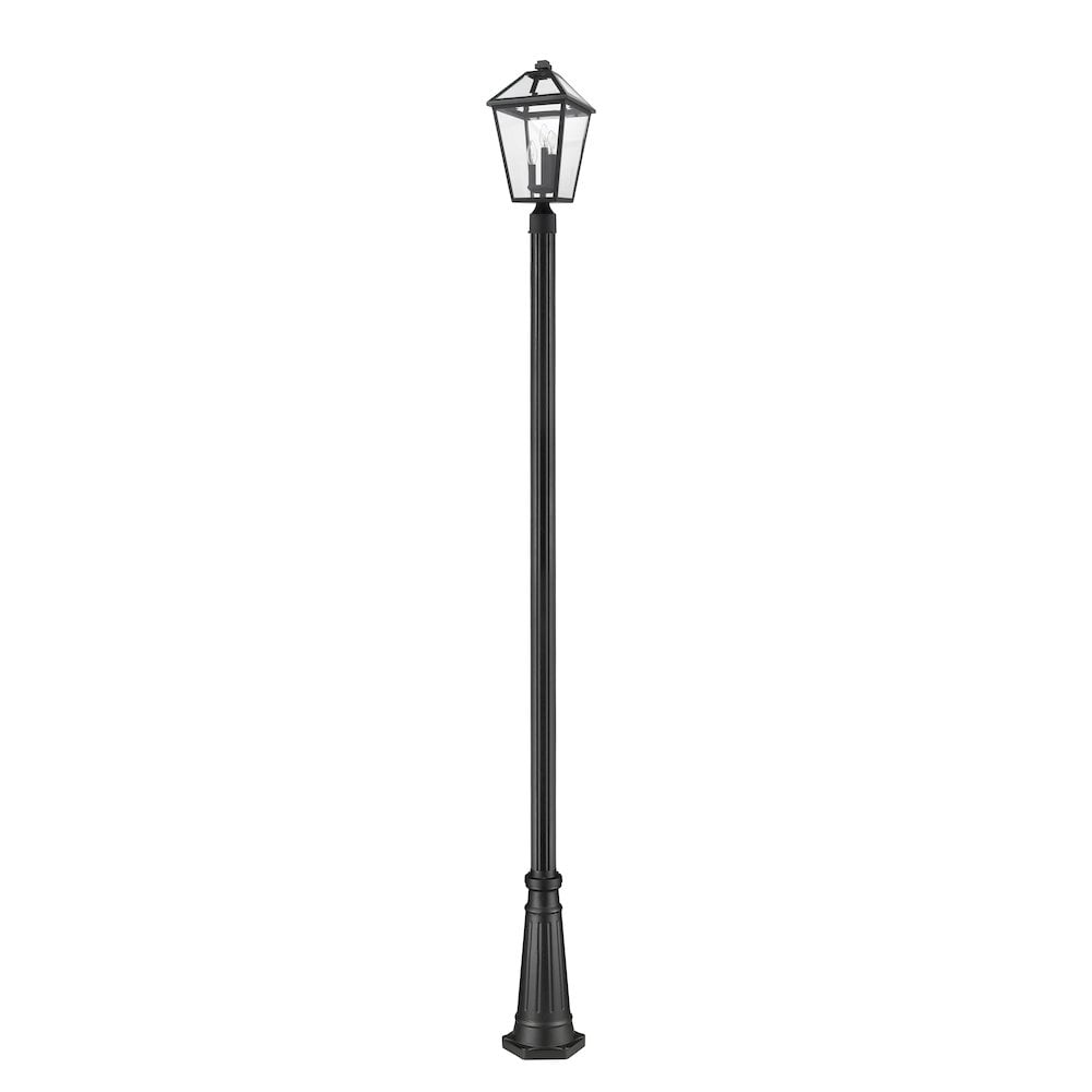 Z-Lite Talbot 3 Light 114" Clear Glass Steel Outdoor Lamp Post in Black