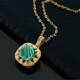 thumbnail image 2 of Gem Stone King 18K Yellow Gold Plated Silver Green Malachite and White Diamond Pendant Necklace for Women (3.01 Cttw, Gemstone Birthstone, Cushion 8MM, with 18 inch Chain), 2 of 3