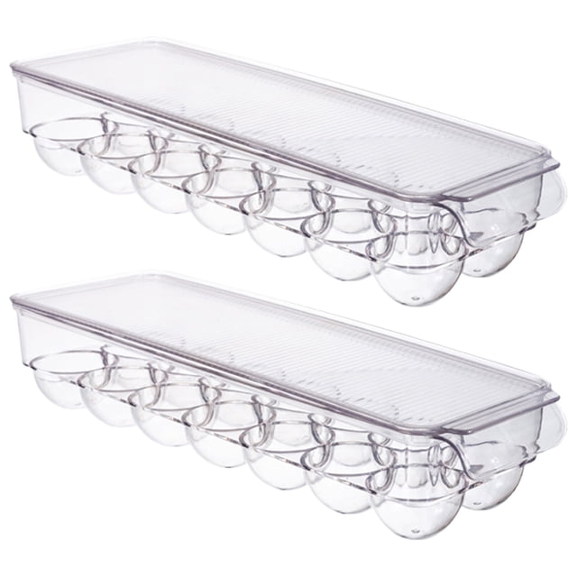 (Combinado A+A) Caja Almacenamiento Apilable Caja Bandeja Especial para Frescos Del Refrigerador (2 Piezas) 14 Compartimentos Juego Dos Piezas