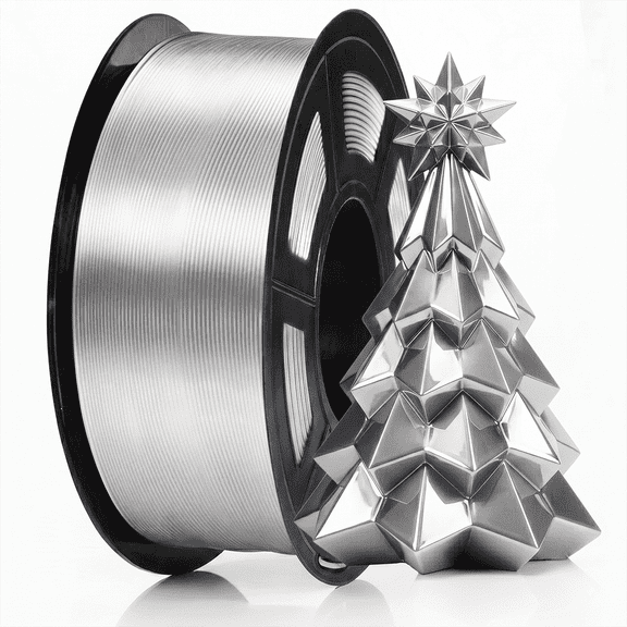 Silk PLA 3D Printer Filament 1.75mm, Silver, 1KG | 1KG Dimensional Accuracy /- 0.03mm for Most FDM 3D Printers