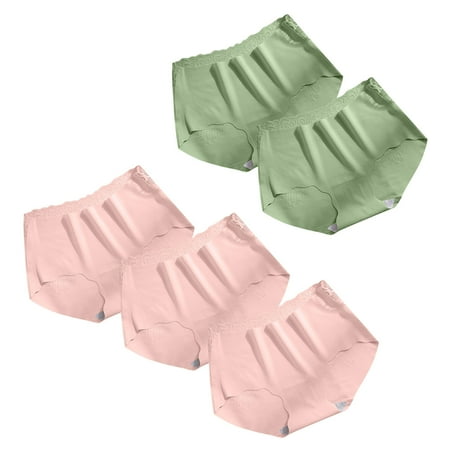 ATOYSOY Women s Multipack Solid Panty Comfy Shapewear Control Briefs Seamless for Ladies Stretchy Classic Briefs Silk Hip Lifting Panties  5 Pack Mid Waist Underpants Clearance Green M