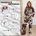 thumbnail image 4 of Psesaysky Women 2 Piece Lounge Sets Brown Cowhide Print Loose Fit Sweatsuit Fall Outfits Matching Wide Leg Pants Set Tracksuit Trendy Clothes, Size M, 4 of 6