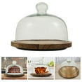 thumbnail image 3 of Nuolux Glass Dome Cake Platter Cheese Dessert Stand Cover Food Server Wood Tray Plate Serving Butter Cloche Bell Jar Display, 3 of 6