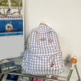 thumbnail image 1 of Mochilas de moda para estudiantes universitarios a cuadrosescolar con colgante de muy buen gusto (púrpura) Likrtyny Para Estrenar, 1 of 4