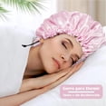 thumbnail image 2 of Gorro de Satén Suave, Gorro de Dormir de Sedoso de Doble Capa, Gorros de Dormir de Satén Ajustable Todos los Peinados, Adecuado para Lavarse la Cara, Transpirable, Rosa, 2 of 4
