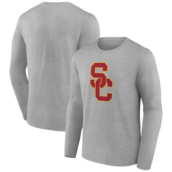 Men's Gray USC Trojans Logo Long Sleeve T-Shirt
